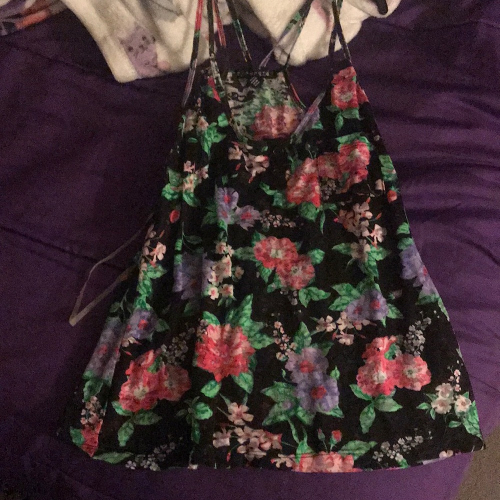 black flower tank top